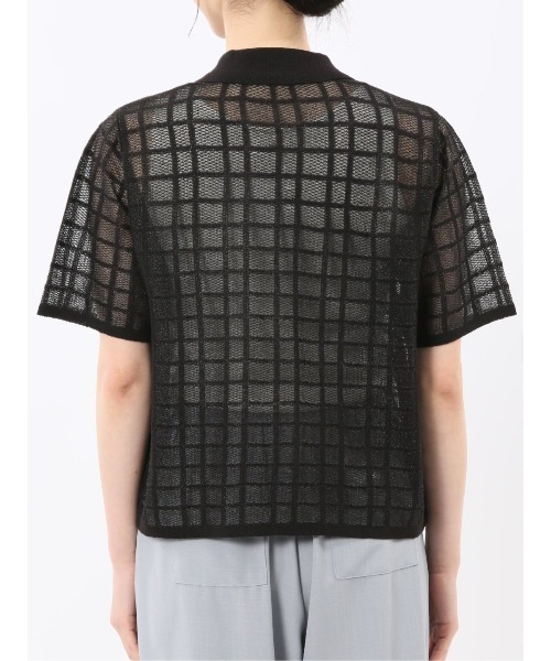 m.f.editorial（エムエフエディトリアル）の「【シアーニット ハンドウォッシャブル】m.f.エディトリアル レディース チェック ニットシャツ（ニット/セーター・レディース・ブラック/アイボリー・LARGE/MEDIUM）」の17枚目の写真