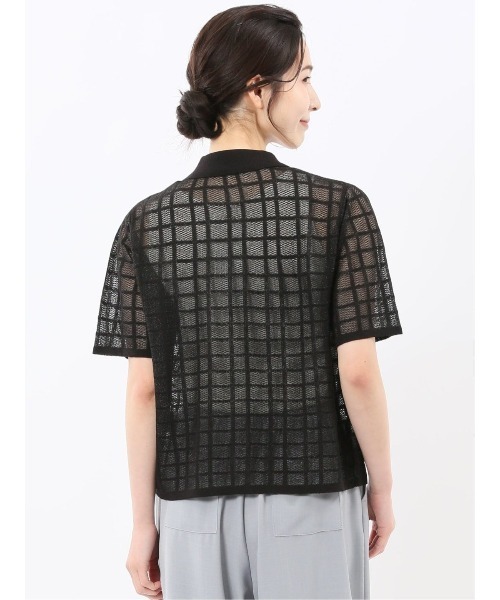 m.f.editorial（エムエフエディトリアル）の「【シアーニット ハンドウォッシャブル】m.f.エディトリアル レディース チェック ニットシャツ（ニット/セーター・レディース・ブラック/アイボリー・LARGE/MEDIUM）」の21枚目の写真