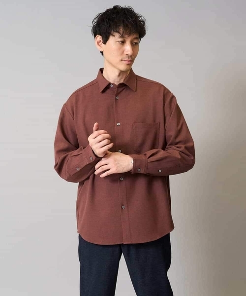 a.v.v（アーヴェヴェ）の「【イージーケア/シワになりにくい】ワイドシルエットシャツ 秋リライト【洗濯機で洗える/ストレッチ】（シャツ/ブラウス・メンズ・チャコールグレー/ライトブラウン/ボルドー・46/50/48/44）」の3枚目の写真