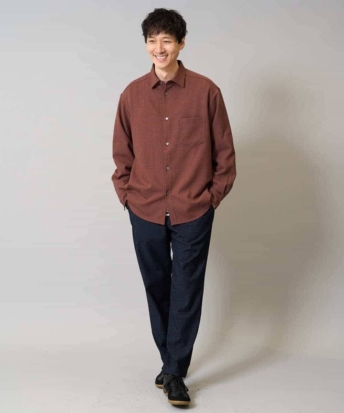 a.v.v（アーヴェヴェ）の「【イージーケア/シワになりにくい】ワイドシルエットシャツ 秋リライト【洗濯機で洗える/ストレッチ】（シャツ/ブラウス・メンズ・チャコールグレー/ライトブラウン/ボルドー・46/50/48/44）」の4枚目の写真