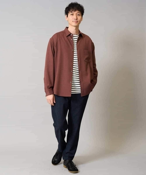 a.v.v（アーヴェヴェ）の「【イージーケア/シワになりにくい】ワイドシルエットシャツ 秋リライト【洗濯機で洗える/ストレッチ】（シャツ/ブラウス・メンズ・チャコールグレー/ライトブラウン/ボルドー・46/50/48/44）」の7枚目の写真