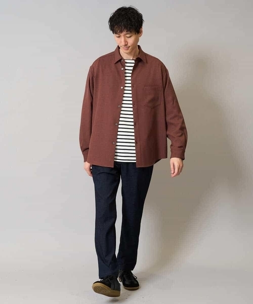 a.v.v（アーヴェヴェ）の「【イージーケア/シワになりにくい】ワイドシルエットシャツ 秋リライト【洗濯機で洗える/ストレッチ】（シャツ/ブラウス・メンズ・チャコールグレー/ライトブラウン/ボルドー・46/50/48/44）」の9枚目の写真