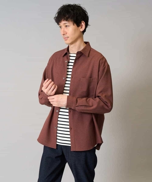 a.v.v（アーヴェヴェ）の「【イージーケア/シワになりにくい】ワイドシルエットシャツ 秋リライト【洗濯機で洗える/ストレッチ】（シャツ/ブラウス・メンズ・チャコールグレー/ライトブラウン/ボルドー・46/50/48/44）」の20枚目の写真