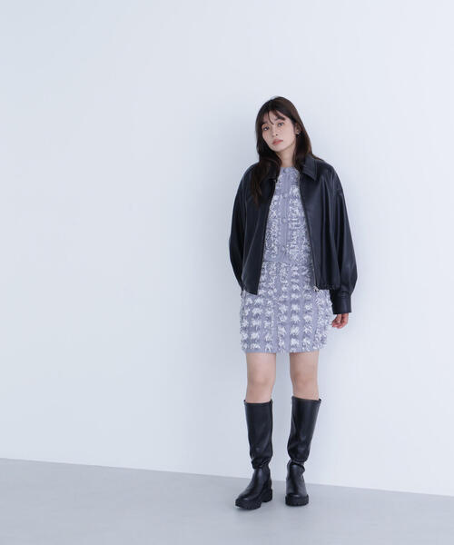 NATURAL BEAUTY BASIC(ナチュラルビューティーベーシック)の「◇フェイクレザードロストブルゾン(ブルゾン・レディース・ブラック/ダークブラウン・FREE)」の4枚目の写真