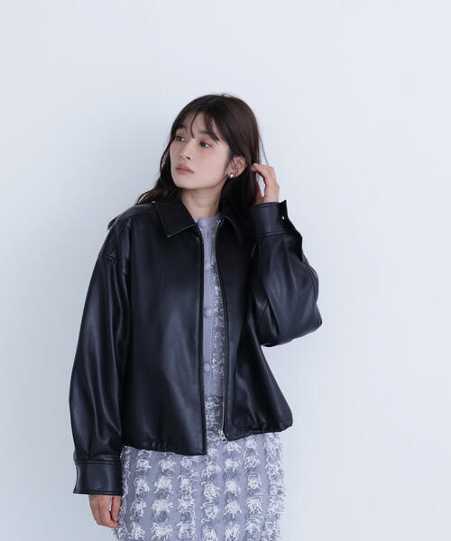 NATURAL BEAUTY BASIC(ナチュラルビューティーベーシック)の「◇フェイクレザードロストブルゾン(ブルゾン・レディース・ブラック/ダークブラウン・FREE)」の5枚目の写真