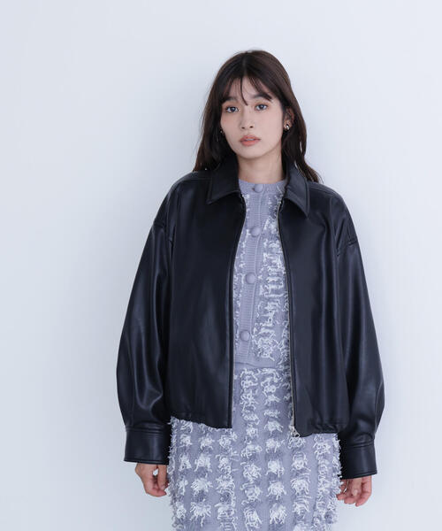 NATURAL BEAUTY BASIC(ナチュラルビューティーベーシック)の「◇フェイクレザードロストブルゾン(ブルゾン・レディース・ブラック/ダークブラウン・FREE)」の9枚目の写真