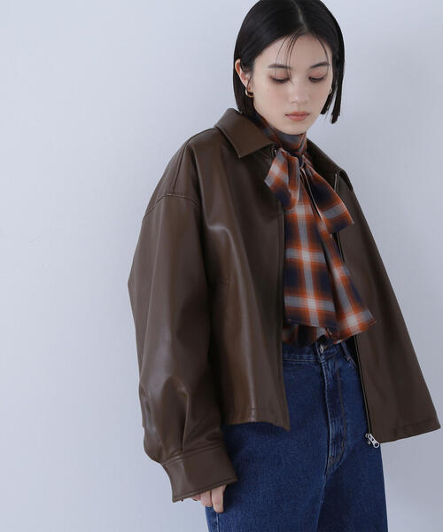 NATURAL BEAUTY BASIC(ナチュラルビューティーベーシック)の「◇フェイクレザードロストブルゾン(ブルゾン・レディース・ブラック/ダークブラウン・FREE)」の15枚目の写真