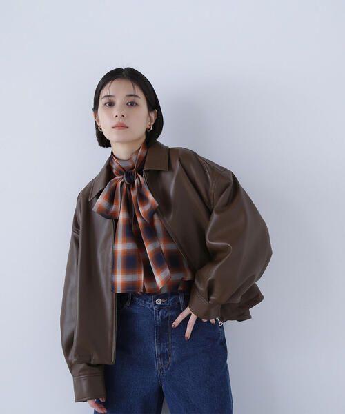 NATURAL BEAUTY BASIC(ナチュラルビューティーベーシック)の「◇フェイクレザードロストブルゾン(ブルゾン・レディース・ブラック/ダークブラウン・FREE)」の17枚目の写真