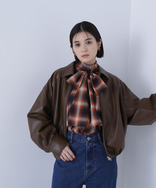 NATURAL BEAUTY BASIC(ナチュラルビューティーベーシック)の「◇フェイクレザードロストブルゾン(ブルゾン・レディース・ブラック/ダークブラウン・FREE)」の20枚目の写真
