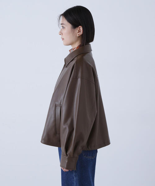 NATURAL BEAUTY BASIC(ナチュラルビューティーベーシック)の「◇フェイクレザードロストブルゾン(ブルゾン・レディース・ブラック/ダークブラウン・FREE)」の22枚目の写真