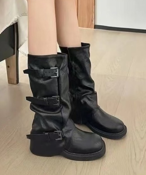 Achic(アシック)の「ベルト付きミドルブーツ(ブーツ・レディース・ブラック/ブラウン・L/M/S)」の13枚目の写真