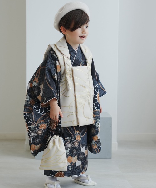七五三3歳用被布コートセット 男の子 ひよこ商店 ベージュ金彩