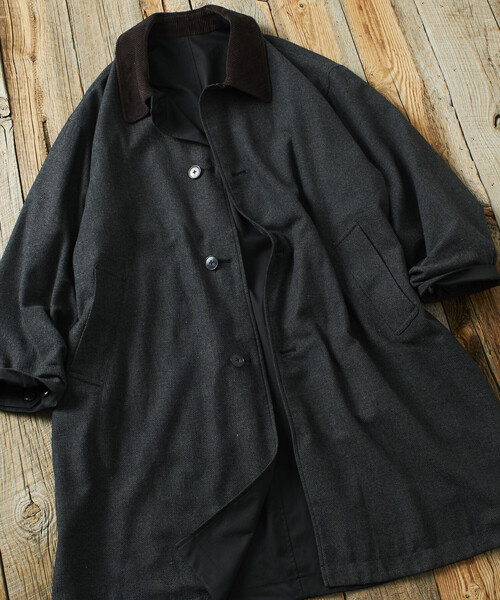 FREAK'S STORE（フリークスストア）の「限定展開 ビッグシルエット コーデュロイカラー リバーシブル ステンカラーコート（ステンカラーコート・メンズ・ベージュ/チャコールグレー/ブラック/オリーブ・MEDIUM/SMALL/LARGE）」の2枚目の写真