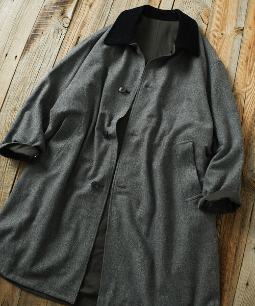 FREAK'S STORE(フリークスストア)の「限定展開 ビッグシルエット コーデュロイカラー リバーシブル ステンカラーコート(ステンカラーコート・メンズ・ベージュ/チャコールグレー/ブラック/オリーブ・MEDIUM/SMALL/LARGE)」の8枚目の写真