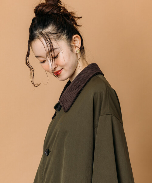 FREAK'S STORE（フリークスストア）の「限定展開 ビッグシルエット コーデュロイカラー リバーシブル ステンカラーコート（ステンカラーコート・メンズ・ベージュ/チャコールグレー/ブラック/オリーブ・MEDIUM/SMALL/LARGE）」の9枚目の写真