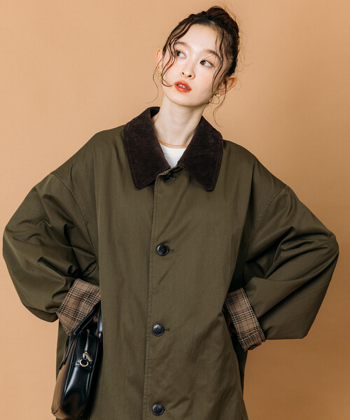 FREAK'S STORE（フリークスストア）の「限定展開 ビッグシルエット コーデュロイカラー リバーシブル ステンカラーコート（ステンカラーコート・メンズ・ベージュ/チャコールグレー/ブラック/オリーブ・MEDIUM/SMALL/LARGE）」の6枚目の写真