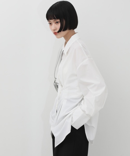 NOGLE（ノグル）の「【NOGLE/ノグル】ウエストデザインシャツ（シャツ/ブラウス・レディース・ブルー/チャコール/ホワイト・FREE）」の5枚目の写真