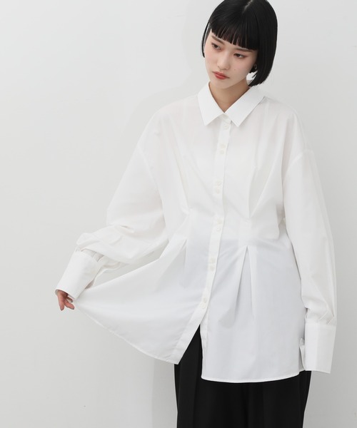 NOGLE（ノグル）の「【NOGLE/ノグル】ウエストデザインシャツ（シャツ/ブラウス・レディース・ブルー/チャコール/ホワイト・FREE）」の9枚目の写真