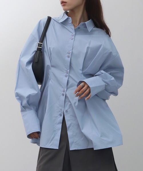 NOGLE（ノグル）の「【NOGLE/ノグル】ウエストデザインシャツ（シャツ/ブラウス・レディース・ブルー/チャコール/ホワイト・FREE）」の21枚目の写真