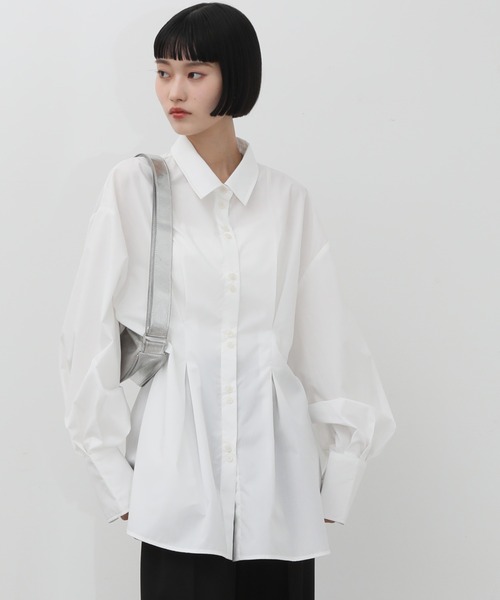 NOGLE（ノグル）の「【NOGLE/ノグル】ウエストデザインシャツ（シャツ/ブラウス・レディース・ブルー/チャコール/ホワイト・FREE）」の8枚目の写真