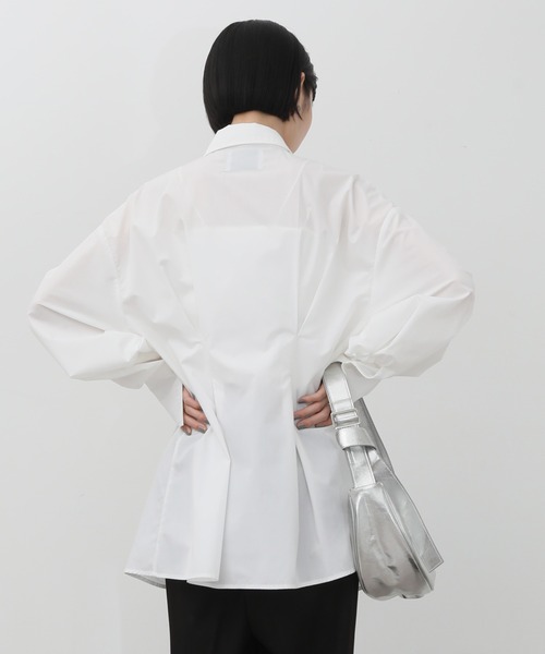 NOGLE（ノグル）の「【NOGLE/ノグル】ウエストデザインシャツ（シャツ/ブラウス・レディース・ブルー/チャコール/ホワイト・FREE）」の6枚目の写真