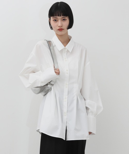 NOGLE（ノグル）の「【NOGLE/ノグル】ウエストデザインシャツ（シャツ/ブラウス・レディース・ブルー/チャコール/ホワイト・FREE）」の10枚目の写真