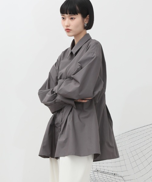 NOGLE（ノグル）の「【NOGLE/ノグル】ウエストデザインシャツ（シャツ/ブラウス・レディース・ブルー/チャコール/ホワイト・FREE）」の13枚目の写真