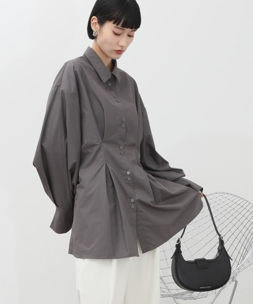 NOGLE（ノグル）の「【NOGLE/ノグル】ウエストデザインシャツ（シャツ/ブラウス・レディース・ブルー/チャコール/ホワイト・FREE）」の16枚目の写真