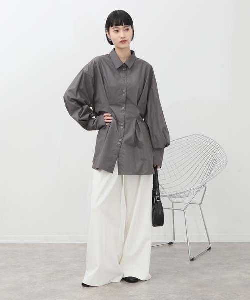 NOGLE（ノグル）の「【NOGLE/ノグル】ウエストデザインシャツ（シャツ/ブラウス・レディース・ブルー/チャコール/ホワイト・FREE）」の18枚目の写真