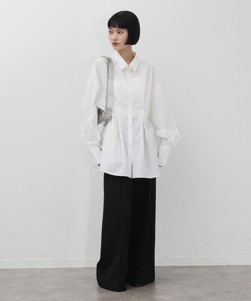 NOGLE（ノグル）の「【NOGLE/ノグル】ウエストデザインシャツ（シャツ/ブラウス・レディース・ブルー/チャコール/ホワイト・FREE）」の7枚目の写真