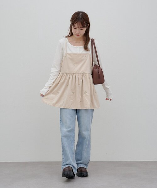 DISCOAT（ディスコート）の「【umm.】ベロア刺繍キャミチュニック（Tシャツ/カットソー・レディース・ブラウン/アイボリー・FREE）」の11枚目の写真