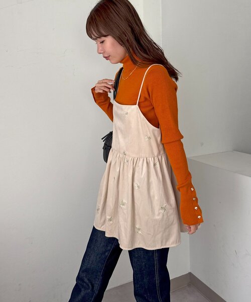 DISCOAT（ディスコート）の「【umm.】ベロア刺繍キャミチュニック（Tシャツ/カットソー・レディース・ブラウン/アイボリー・FREE）」の20枚目の写真