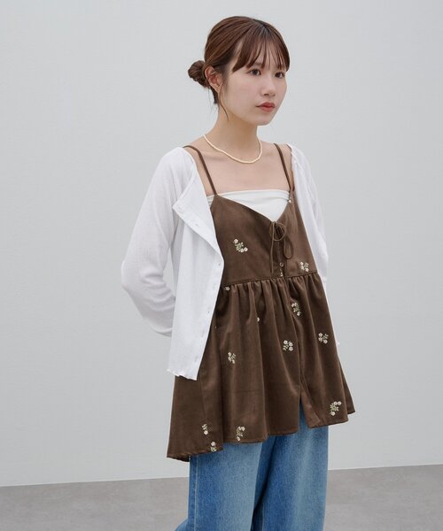 DISCOAT（ディスコート）の「【umm.】ベロア刺繍キャミチュニック（Tシャツ/カットソー・レディース・ブラウン/アイボリー・FREE）」の22枚目の写真