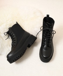 CIRCLE（サークル）の「防滑厚底タンクソールニットレースアップブーツ（ブーツ）」