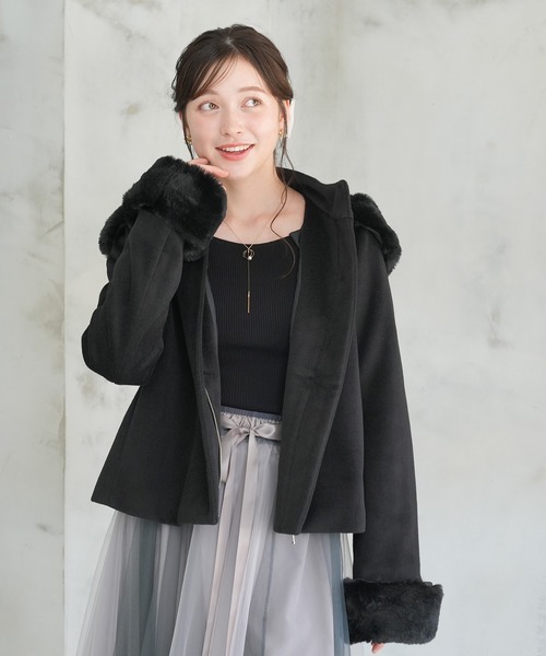 ファー付フードショートコート（その他アウター）｜ASTORIA ODIER