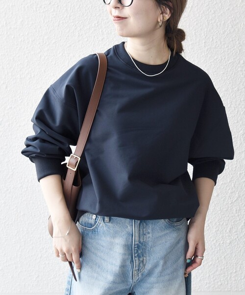 SHIPS any(シップス エニィ)の「SHIPS any:〈洗濯機可能〉裏起毛 クルーネック コクーン プルオーバー(Tシャツ/カットソー・レディース・ホワイト/ネイビー/オリーブ・ONE SIZE)」の3枚目の写真