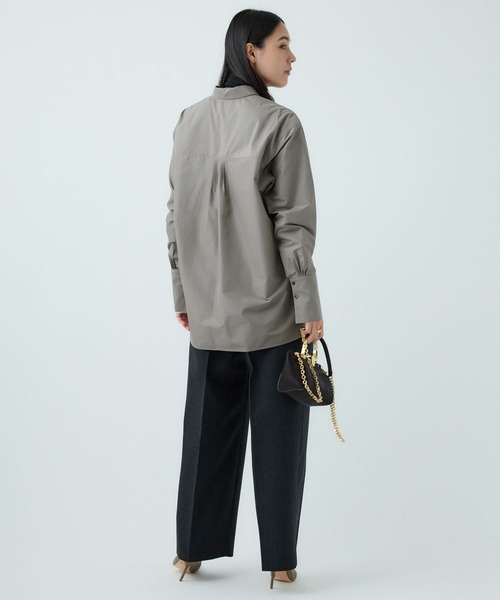 Chaos（カオス）の「Chaos(カオス)/ ◇金子綾さんYouTube紹介◇　ラウノシャツブラウス　【セットアップ可】（シャツ/ブラウス・レディース・モカ/ダークネイビー・FREE）」の7枚目の写真