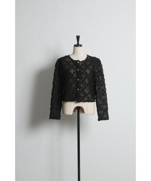 tocco closet(トッコ クローゼット)の「【ZOZO限定】クロスフラワーレースカーディガン(カーディガン/ボレロ・レディース・ブラック/ホワイト・M)」の15枚目の写真