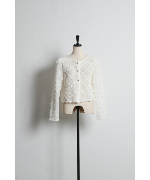 tocco closet(トッコ クローゼット)の「【ZOZO限定】クロスフラワーレースカーディガン(カーディガン/ボレロ・レディース・ブラック/ホワイト・M)」の16枚目の写真