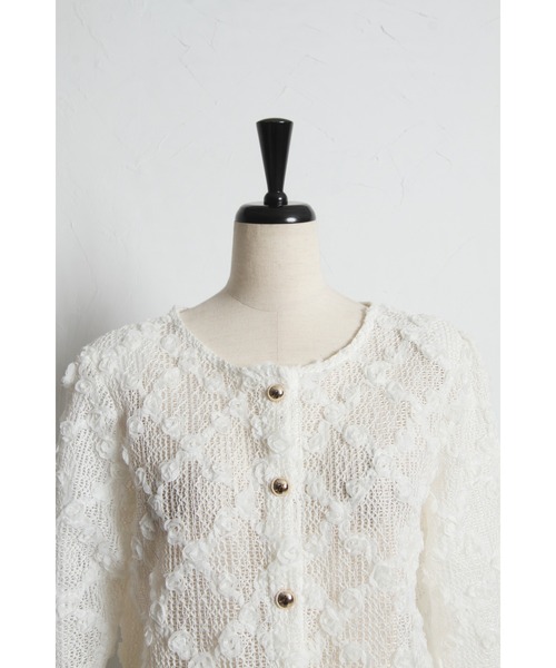 tocco closet(トッコ クローゼット)の「【ZOZO限定】クロスフラワーレースカーディガン(カーディガン/ボレロ・レディース・ブラック/ホワイト・M)」の19枚目の写真