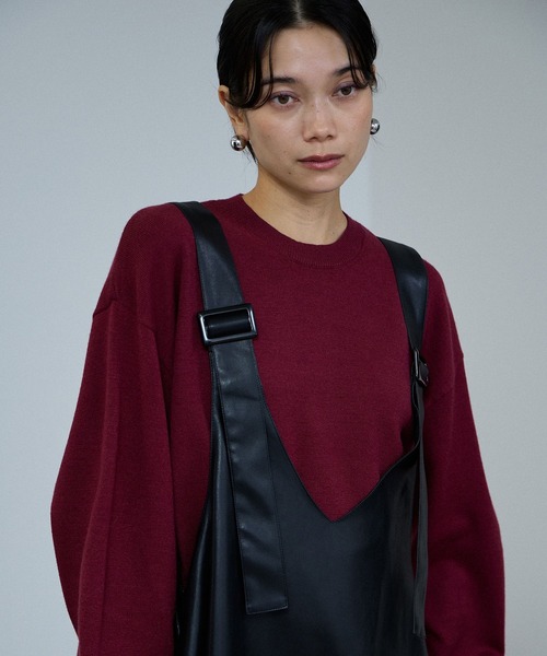 Mac-House(マックハウス)の「milli de l'air ソフト合皮ジャンバースカート(ジャンパースカート・レディース・ブラック/ブラウン・M)」の3枚目の写真