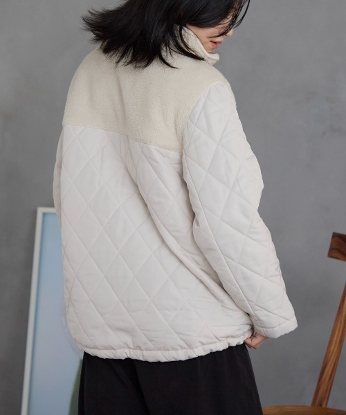 TRIANGLE PALETTE（トライアングルパレット）の「ボア切り替え スタンドカラーブルゾン（その他アウター・レディース・アイボリー/ブラック/カーキ・FREE）」の20枚目の写真