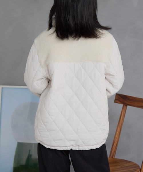 TRIANGLE PALETTE（トライアングルパレット）の「ボア切り替え スタンドカラーブルゾン（その他アウター・レディース・アイボリー/ブラック/カーキ・FREE）」の21枚目の写真