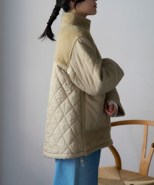 TRIANGLE PALETTE（トライアングルパレット）の「ボア切り替え スタンドカラーブルゾン（その他アウター・レディース・アイボリー/ブラック/カーキ・FREE）」の11枚目の写真