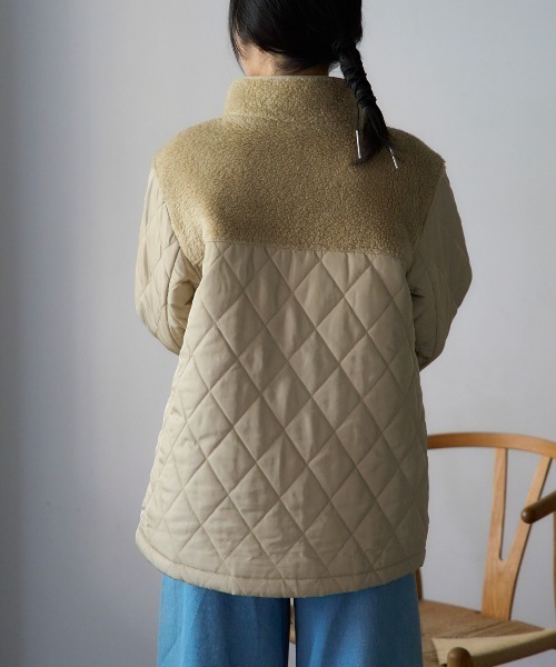 TRIANGLE PALETTE（トライアングルパレット）の「ボア切り替え スタンドカラーブルゾン（その他アウター・レディース・アイボリー/ブラック/カーキ・FREE）」の12枚目の写真