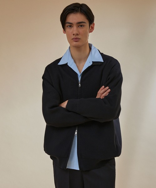 極美品　エンポリオアルマーニ　ロゴ　リブニット　ドライバーズニット　黒　XL NEOL】Milan Rib Driver's Knit/ミラノリブドライバーズニット／ジップ