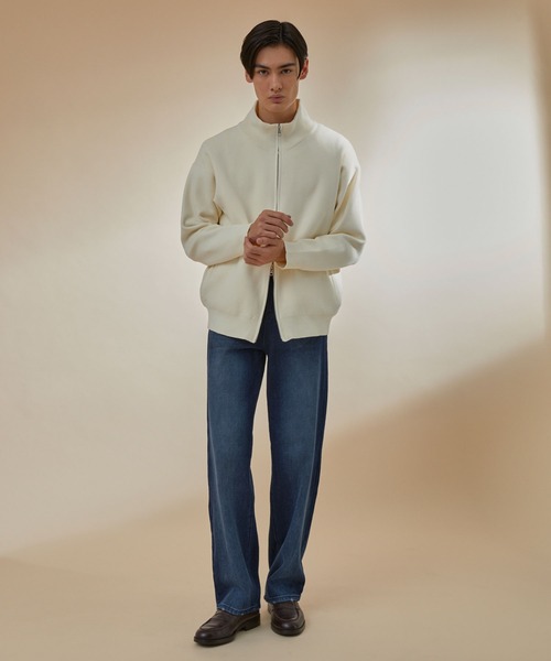 NEOL(ネオル)の「【NEOL】Milan Rib Driver's Knit/ミラノリブドライバーズニット/ジップニット(ニット/セーター・メンズ・ブラック/オフホワイト・M/L/XL)」の3枚目の写真