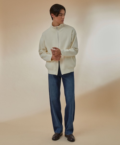 NEOL(ネオル)の「【NEOL】Milan Rib Driver's Knit/ミラノリブドライバーズニット/ジップニット(ニット/セーター・メンズ・ブラック/オフホワイト・M/L/XL)」の4枚目の写真