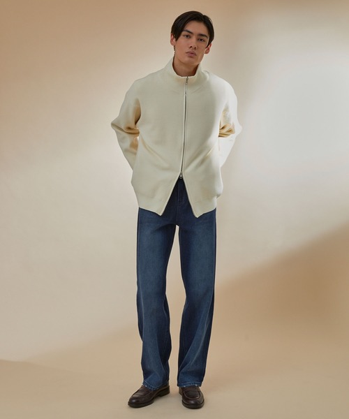 NEOL(ネオル)の「【NEOL】Milan Rib Driver's Knit/ミラノリブドライバーズニット/ジップニット(ニット/セーター・メンズ・ブラック/オフホワイト・M/L/XL)」の5枚目の写真