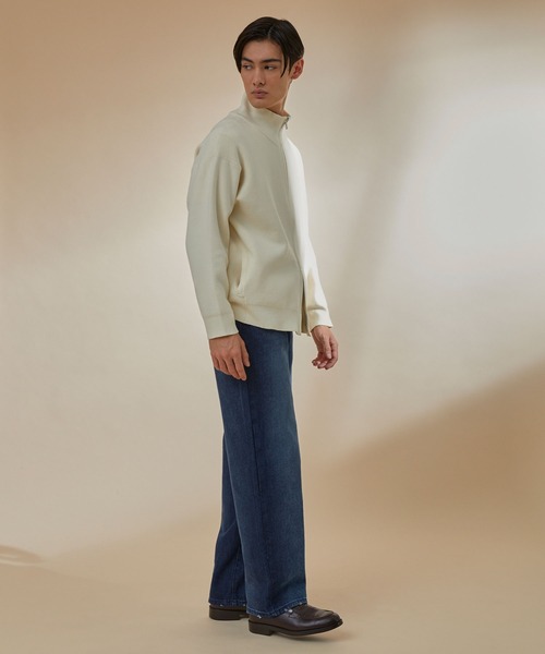 NEOL(ネオル)の「【NEOL】Milan Rib Driver's Knit/ミラノリブドライバーズニット/ジップニット(ニット/セーター・メンズ・ブラック/オフホワイト・M/L/XL)」の6枚目の写真